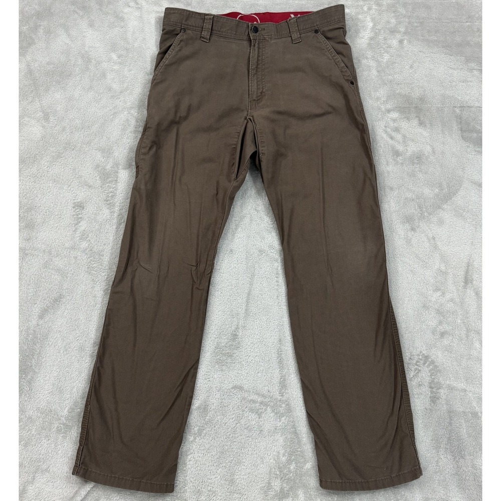 Wrangler Pants Mens 34x32 Brown Outdoor Lightwieght Canvas Utility Gusset Rugged
